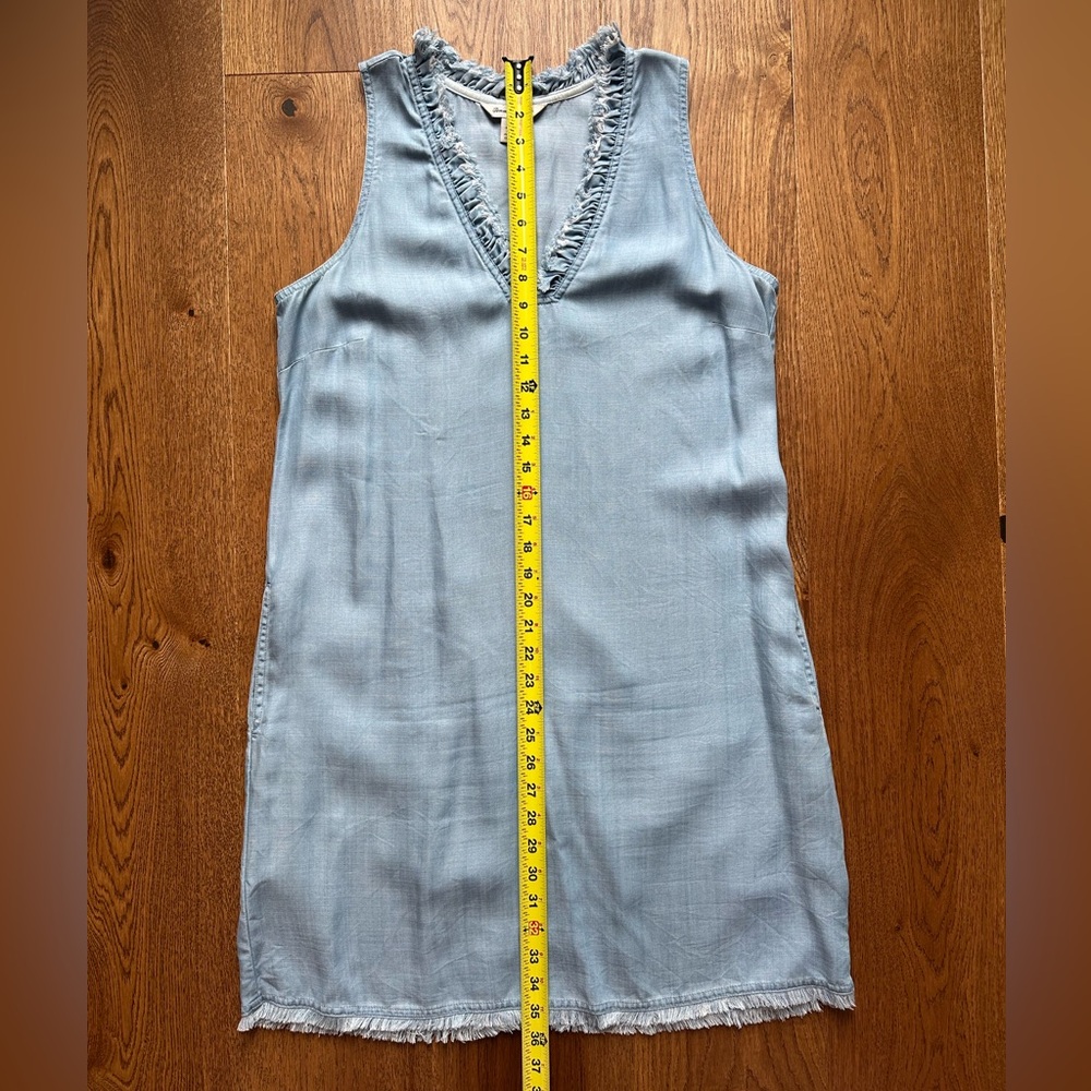 Tommy Bahama Chambray Ruffle Shift Dress, Light Blue, Medium - Picture 4 of 9